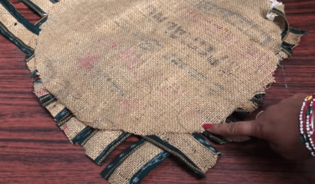 Attaching the base to the woven piece
