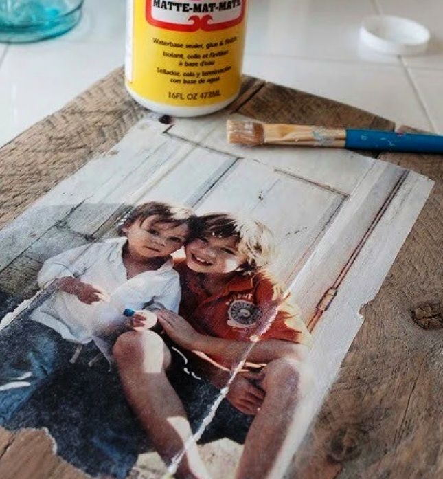 Finished photo decoupage on wood
