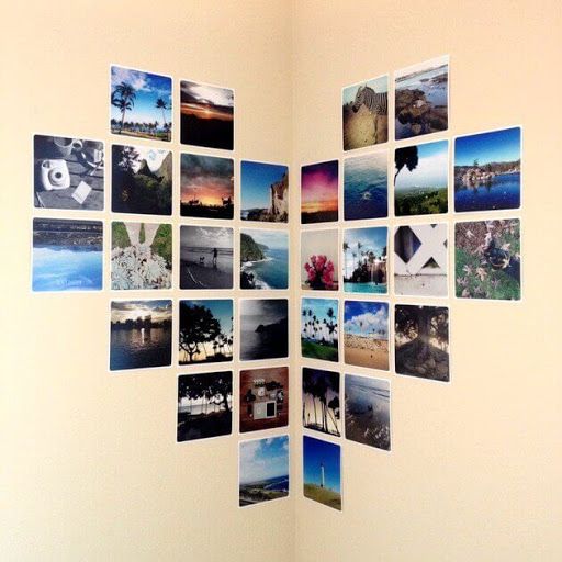 Heart-shaped photo collage split across two panels