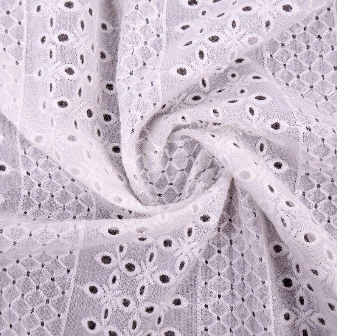 White batiste with embroidery and eyelet detailing