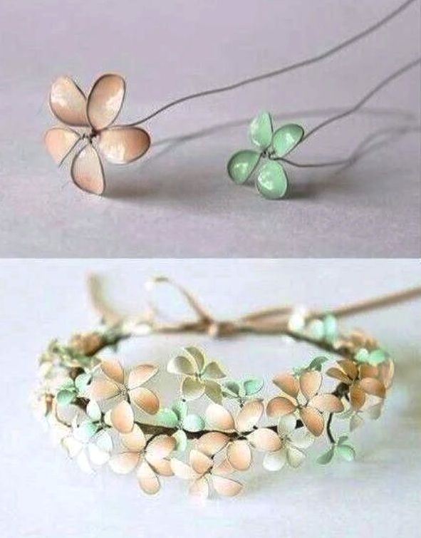 Hair accessories made with wire flowers and nail-polish petals
