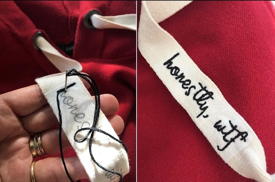 Embroidering a phrase on a cord