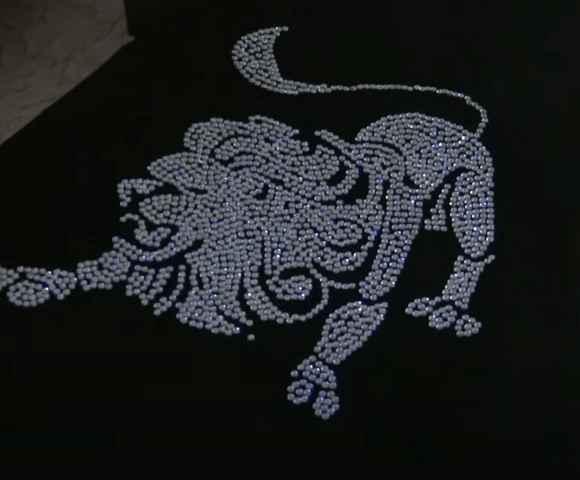 Clothing decorated with rhinestones