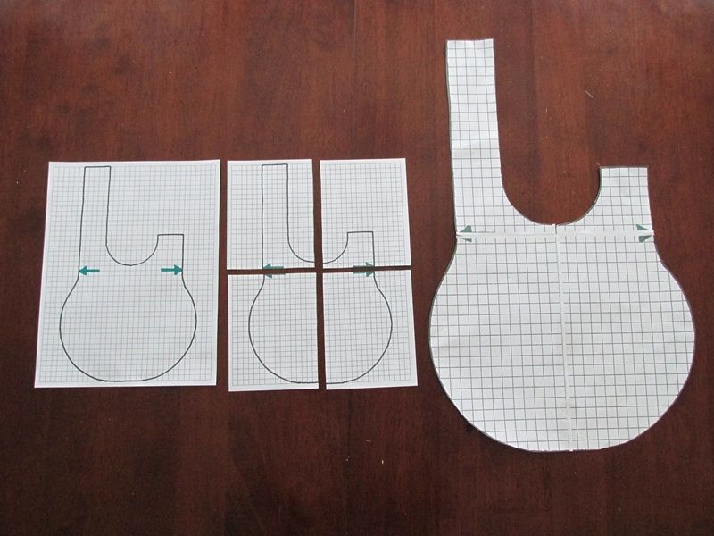 Paper pattern for a Japanese knot bag with handles of different lengths