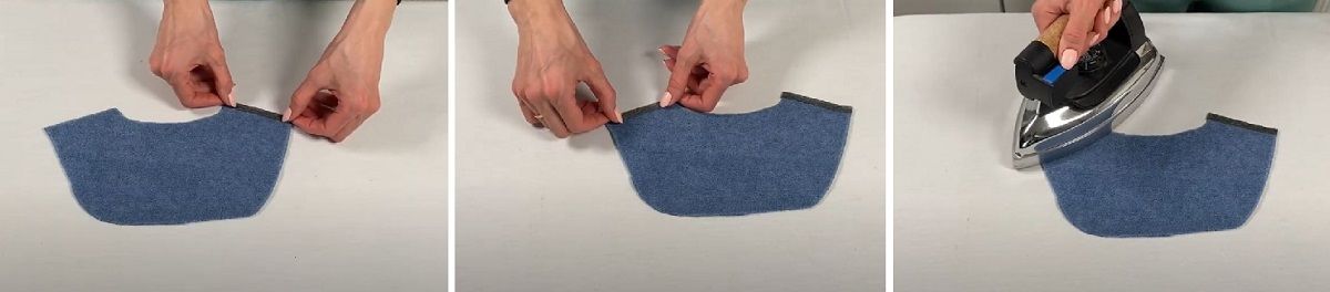 Stabilizing the shoulder edges on the back piece of the dickey