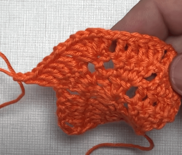 Lengthened bookmark piece after several rows
