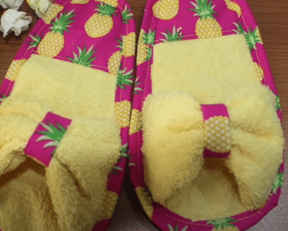 Soft open-toe slippers made from an old towel