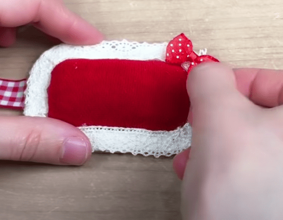 Decorating the finished pincushion