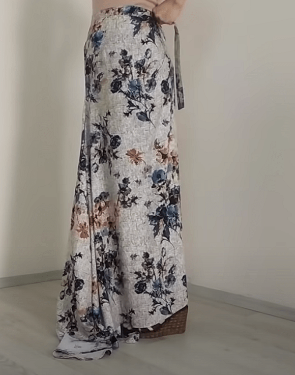 Finished summer skirt-pants worn on a model