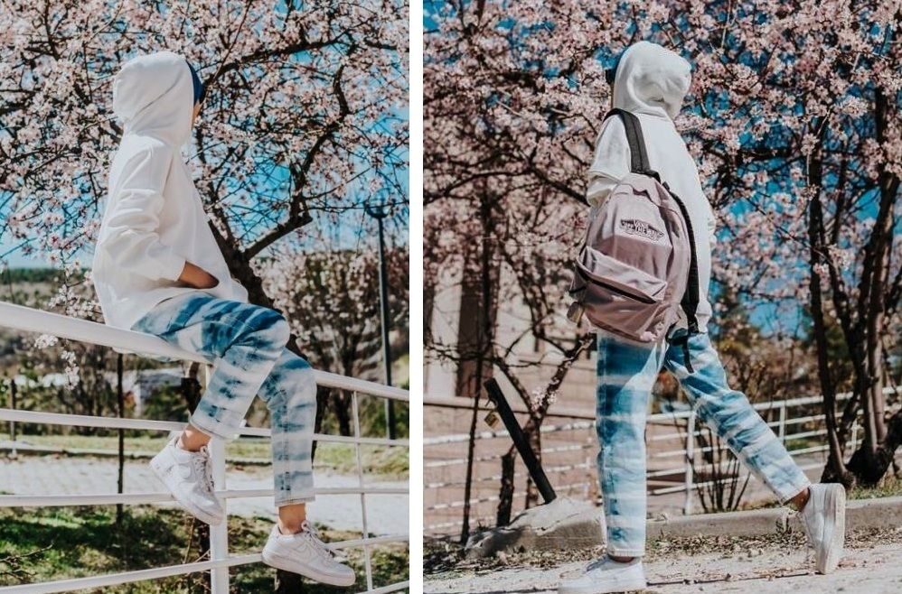 Bleached denim with a gradient effect