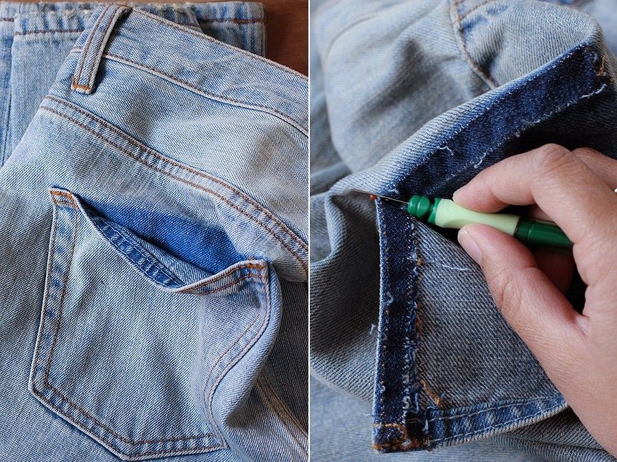 Removing pocket seams with a ripper