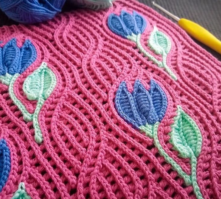 Close-up of an interesting knitting technique