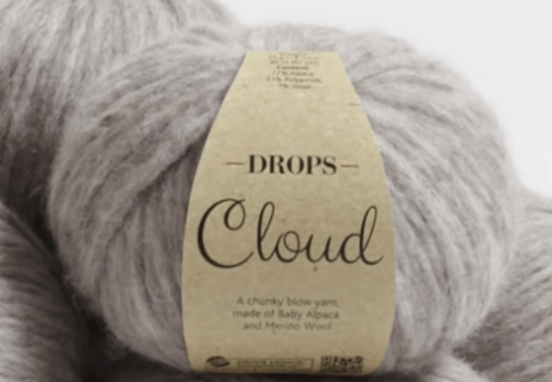A gray skein of Drops Cloud for a soft winter hat