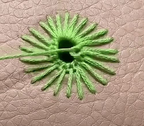 Long stitches used as another way to close a small hole