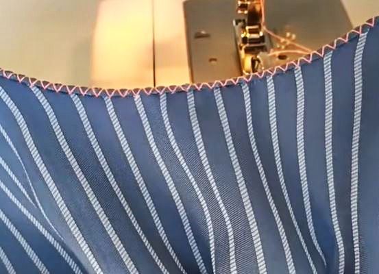 Finishing a dress edge with a zigzag stitch