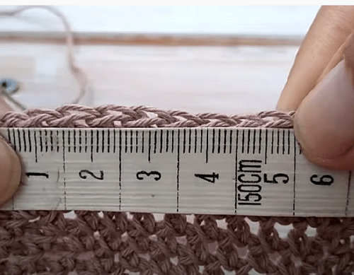 Counting gauge on a section of the crocheted wedge
