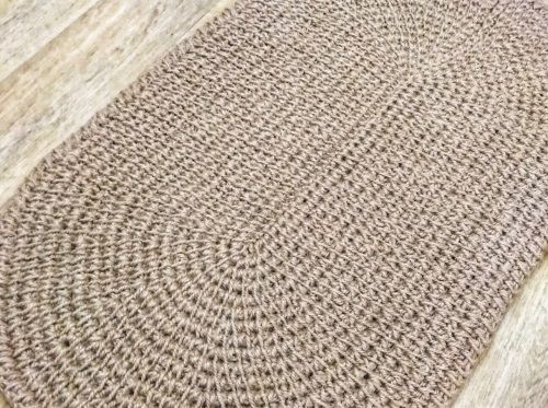 Rectangular rug crocheted from the center
