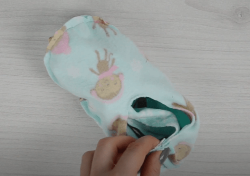 Children’s fleece slipper sock with the lining visible