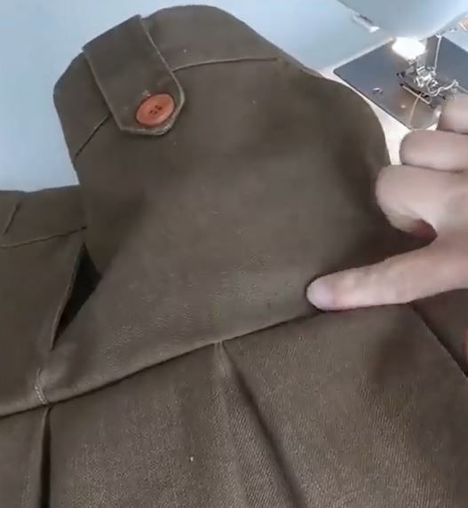 Attaching the pleated lower panel to the skirt yoke