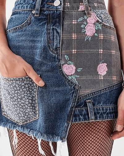 Denim skirt made from patches