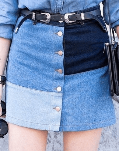 Patchwork denim skirt