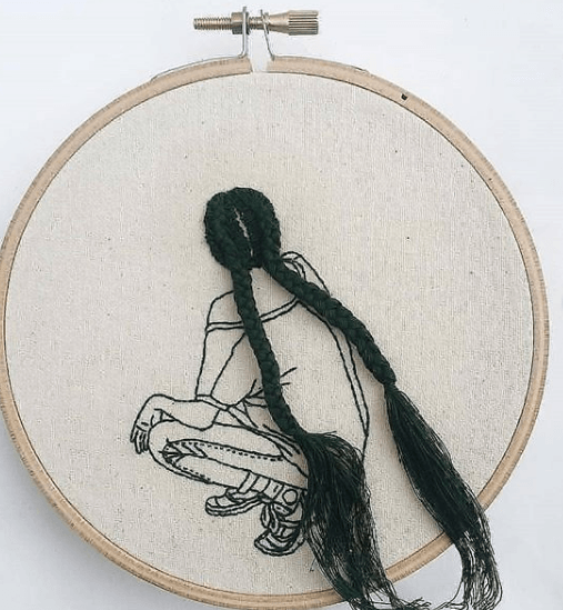 Close-up of 3D embroidery