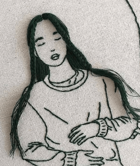 Hand embroidery with 3D accents