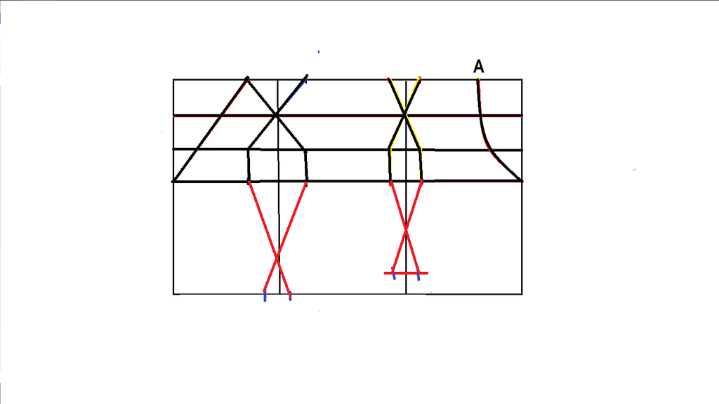 Bra-cup diagram with crossed red lower-dart lines