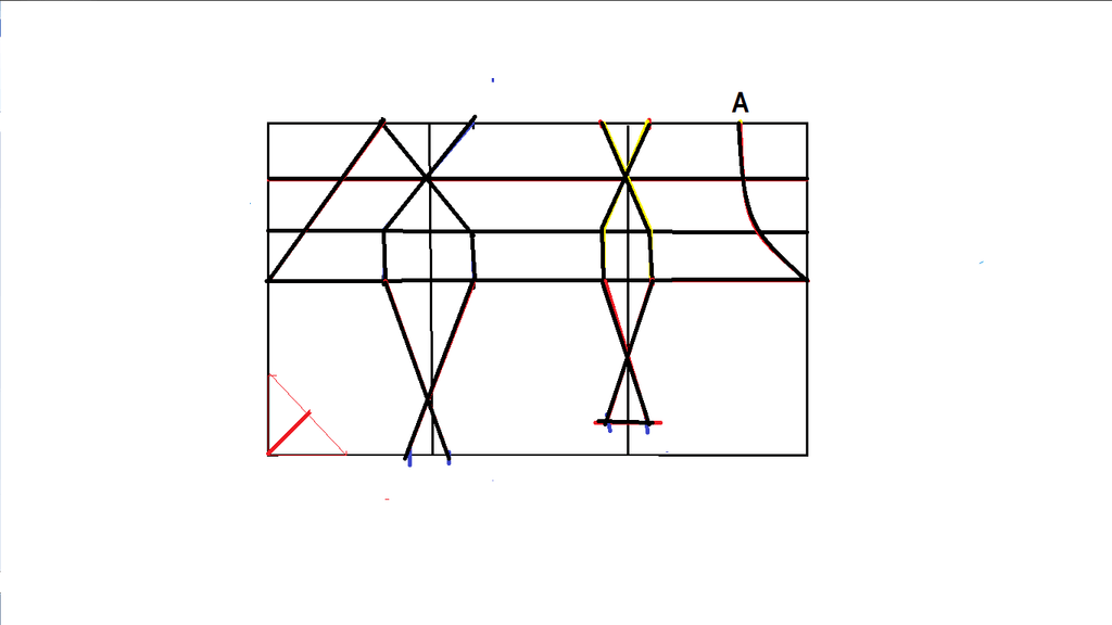 Bra-cup diagram with a bisector from the lower-left corner