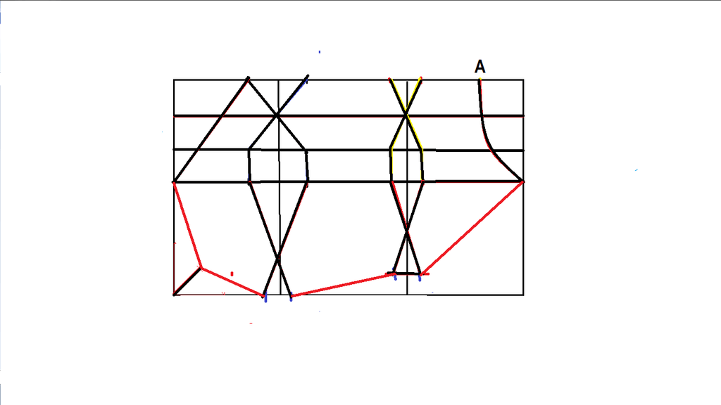 Complete bra-cup diagram with red lower contour lines