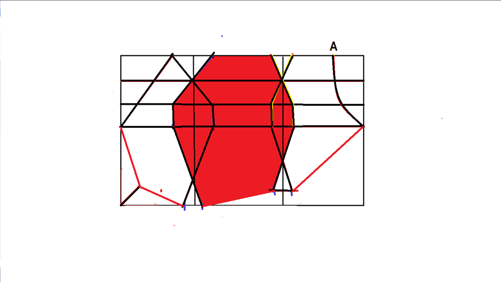 Bra-cup diagram with the center piece highlighted in red