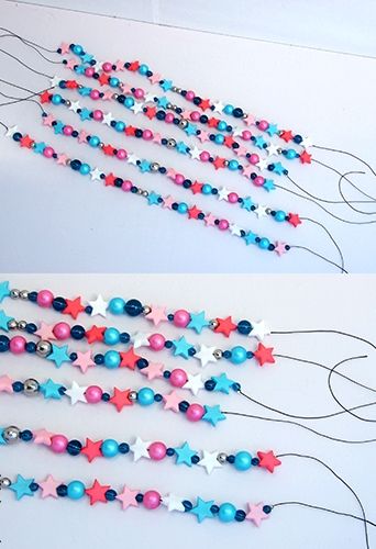 Beaded strands for decorating the swimsuit