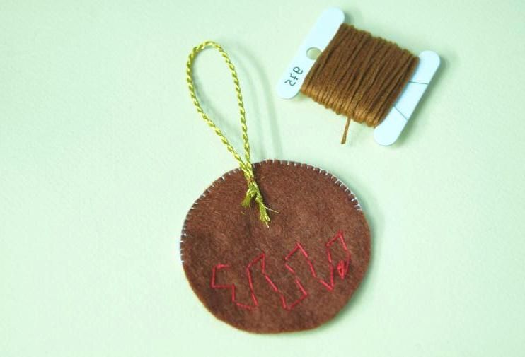 Gold-cord hanging loop on the back of the ornament