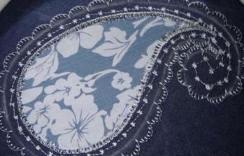 Finished paisley-shaped reverse appliqué