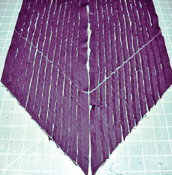 Chenille scarf blank with rows of stitching