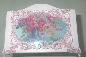 Finished rococo-style box with raised pink decor