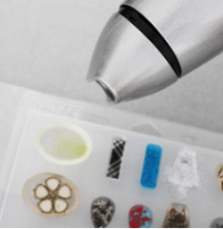 Removing bubbles from the resin with a hairdryer