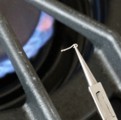 Heating a wire loop over a gas burner