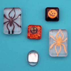 Resin blanks with spider and pumpkin designs