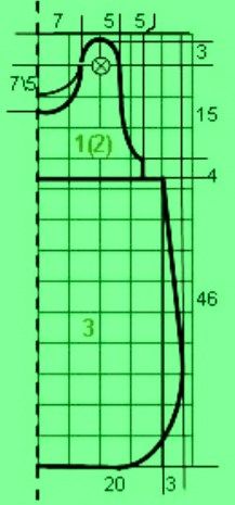 Grid diagram for drafting the sleep sack pattern