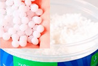 Thermoplastic pellets in a container