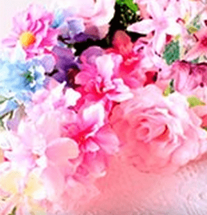 Pink and blue flowers for floating-cup decoration