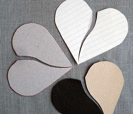 Leather heart pieces in two shades