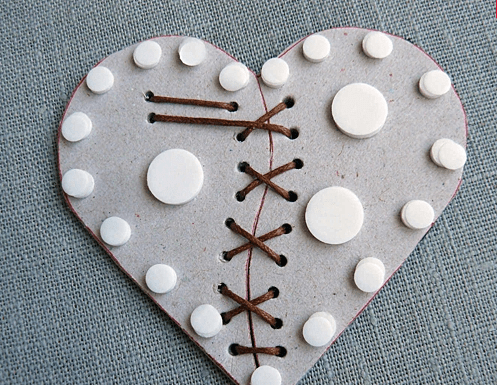 Back of the heart with pieces of dimensional foam tape