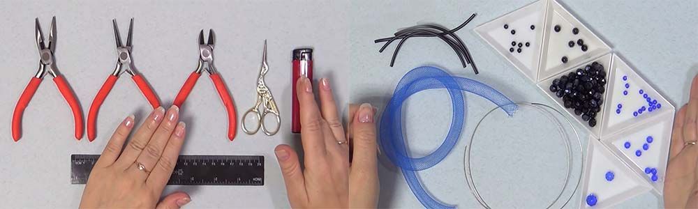 Tools and materials for a dragonfly necklace