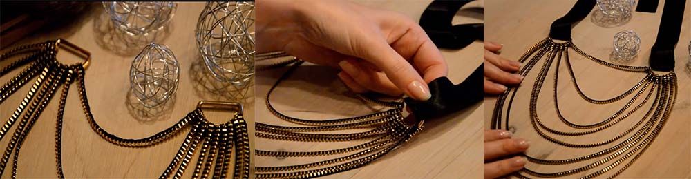 Arrangement of zippers for the necklace