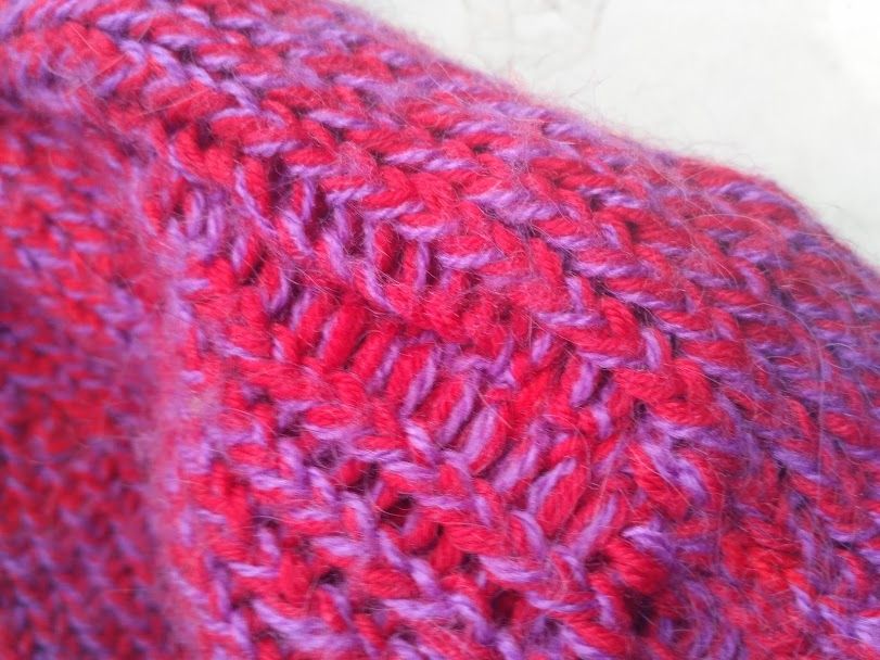 Close-up of the knitted hat top