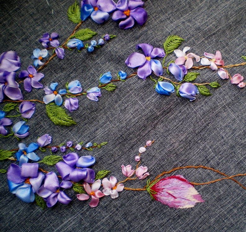 Comparison of hand-dyed and solid-colored ribbons