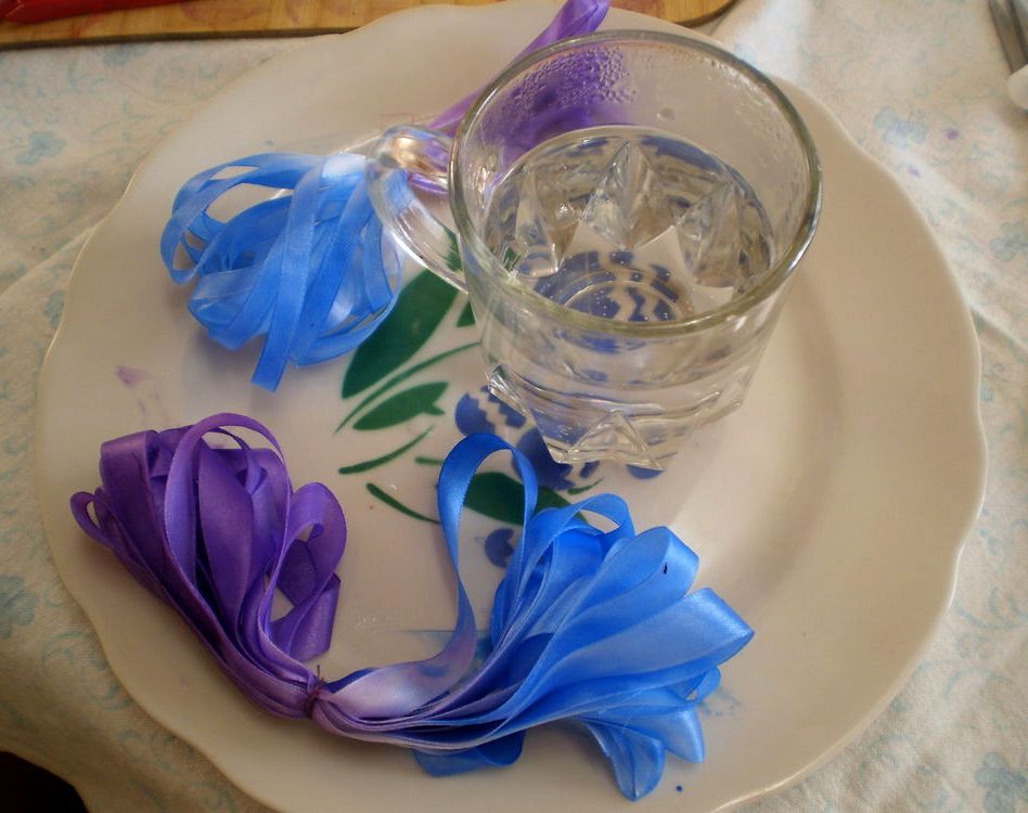 Finished hand-dyed ribbons