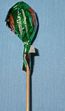 Candy on a skewer for the base of the bud